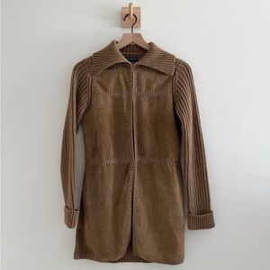 Y2K Banana Republic Suede + Ribbed Knit Jacket
